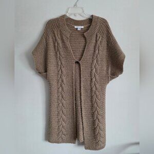 AUGUST SILK | short-sleeve cardigan beige Single Button Sz M